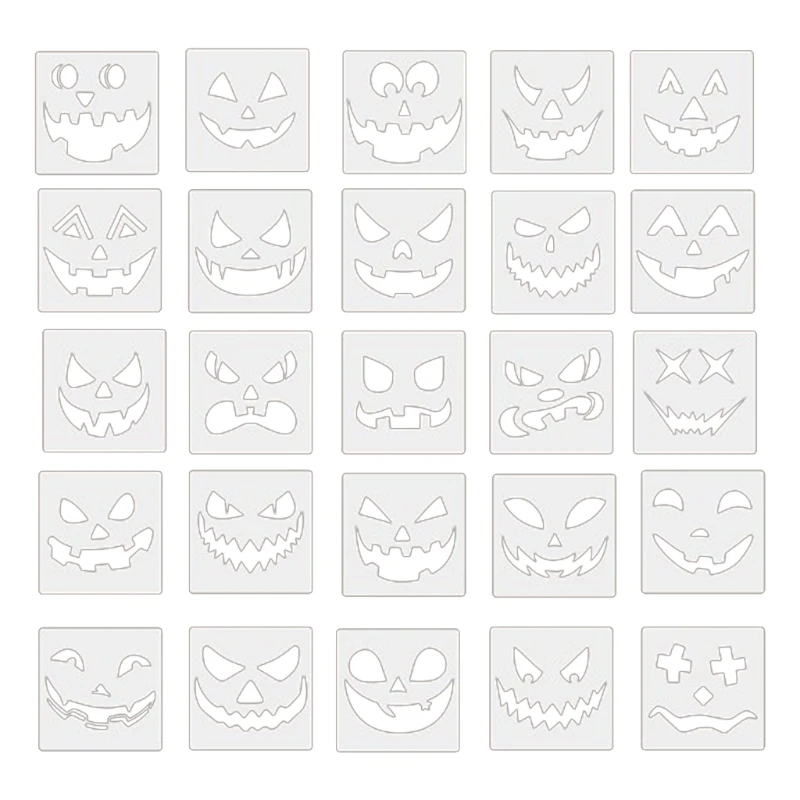 

25 Pcs Halloween PET Painting Stencils Hollow Out Pumpkin Drawing Temple for DIY Drop Shipping
