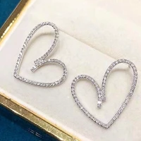 caoshi stylish heart earrings for women delicate and fashion female engagement accessories with shinning bright cz dainty gift