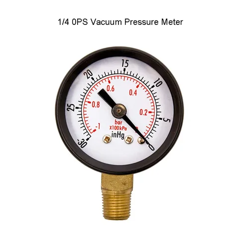 Manômetro de vácuo Mini Dial Dial Scale Dial Manager 1/4 "NPT -30HG/0PS Medidor de pressão de vácuo 2" Dial Displa