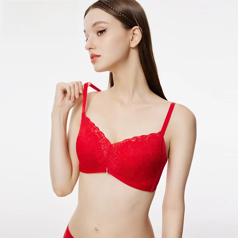 LanzoYe Same Sle with Mall Underwear Women Small Bust Push up Comfortable No Steel Ring Bra Sexy Lace Breast Collection