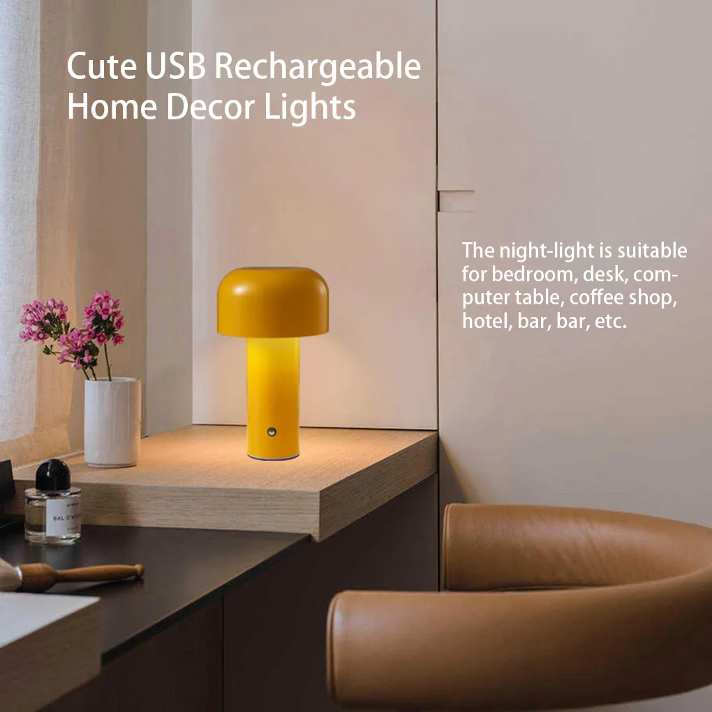 

Mushroom Table Lamp Cordless Touch Night Light Dimmable Night-light White