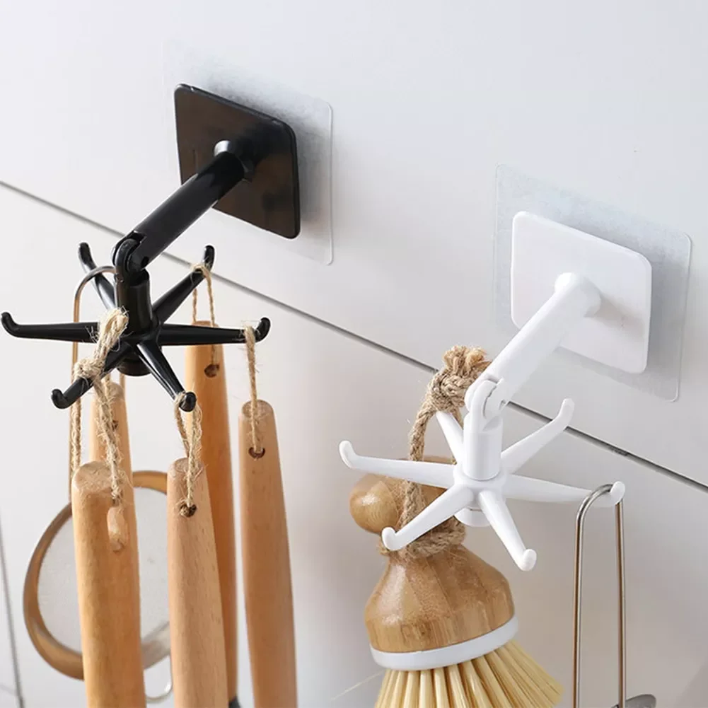 

360° Punch-free Hook Under Holder Shelf Weighing Kitchen Utensil Organiser Wall Hanging Rack Hanger Cabinet Bathroom