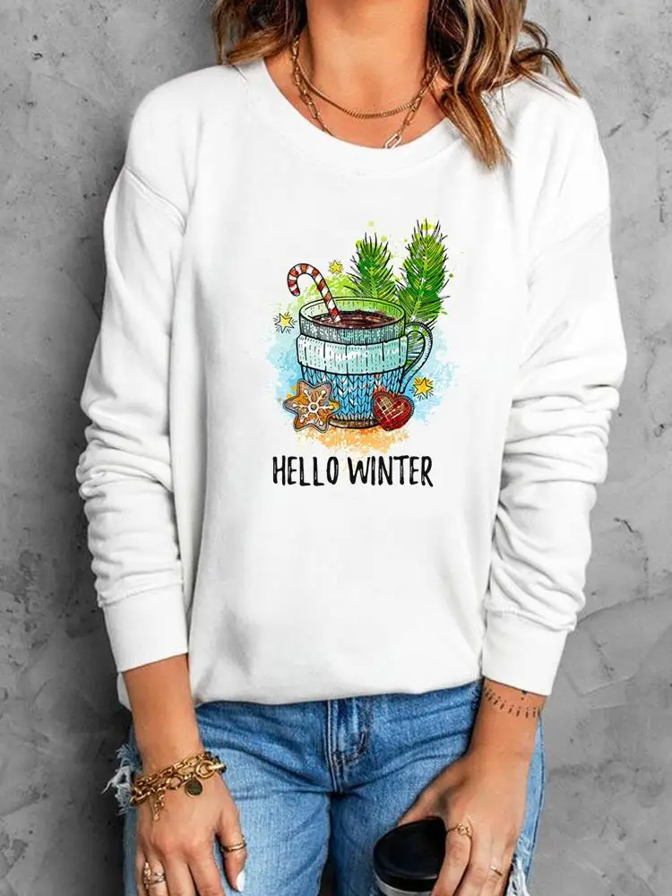 

Merry Christmas O-neck Pullovers Clothing Women Trend Style Festival Love Cartoon Fashion Printing Female Graphic Sweatshirts