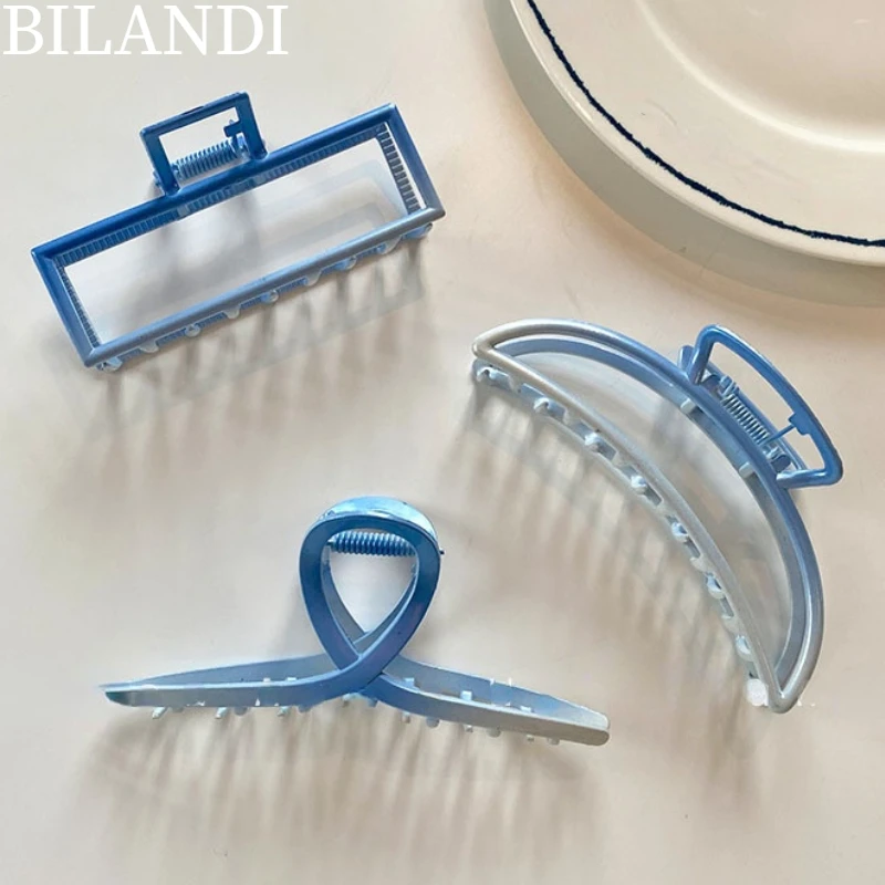

Bilandi Fashion Blue Gradient Series Claw Clip Hot Selling Big Size Geometric Metal Barrettes For Women Hair Accessories