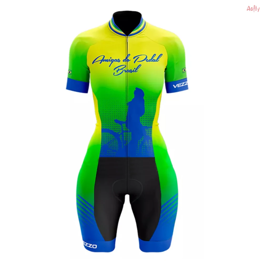 

2021VEZZO Women‘s Professional Clothes Cycling Skinsuit Sets Conjunto Feminino Ciclismo Summer Bicycling Triathlon Breathable