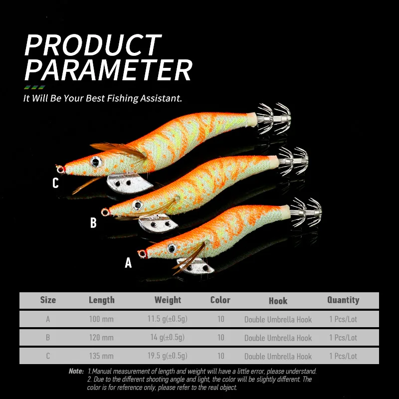 Ardea Artificial Wood Shrimps Lures 1Pcs  2.5# 3.0# 3.5# Umbrella Double Hook Squid Cuttlefish Jig Egi Lure Tackle