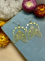 luna moth earrings gold earrings moth jewelry luna moth earrings night sky gift gift for her moon phases