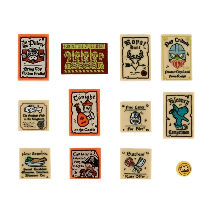 MOC средневековый дорожный знак рекламный щит деревянные печатные кирпичи