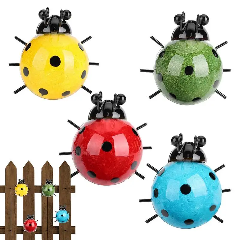 

Набор из металлических милых божьих коровок, красивые блестящие цветные садовые ограждения, украшение для стен, внешнее искусство