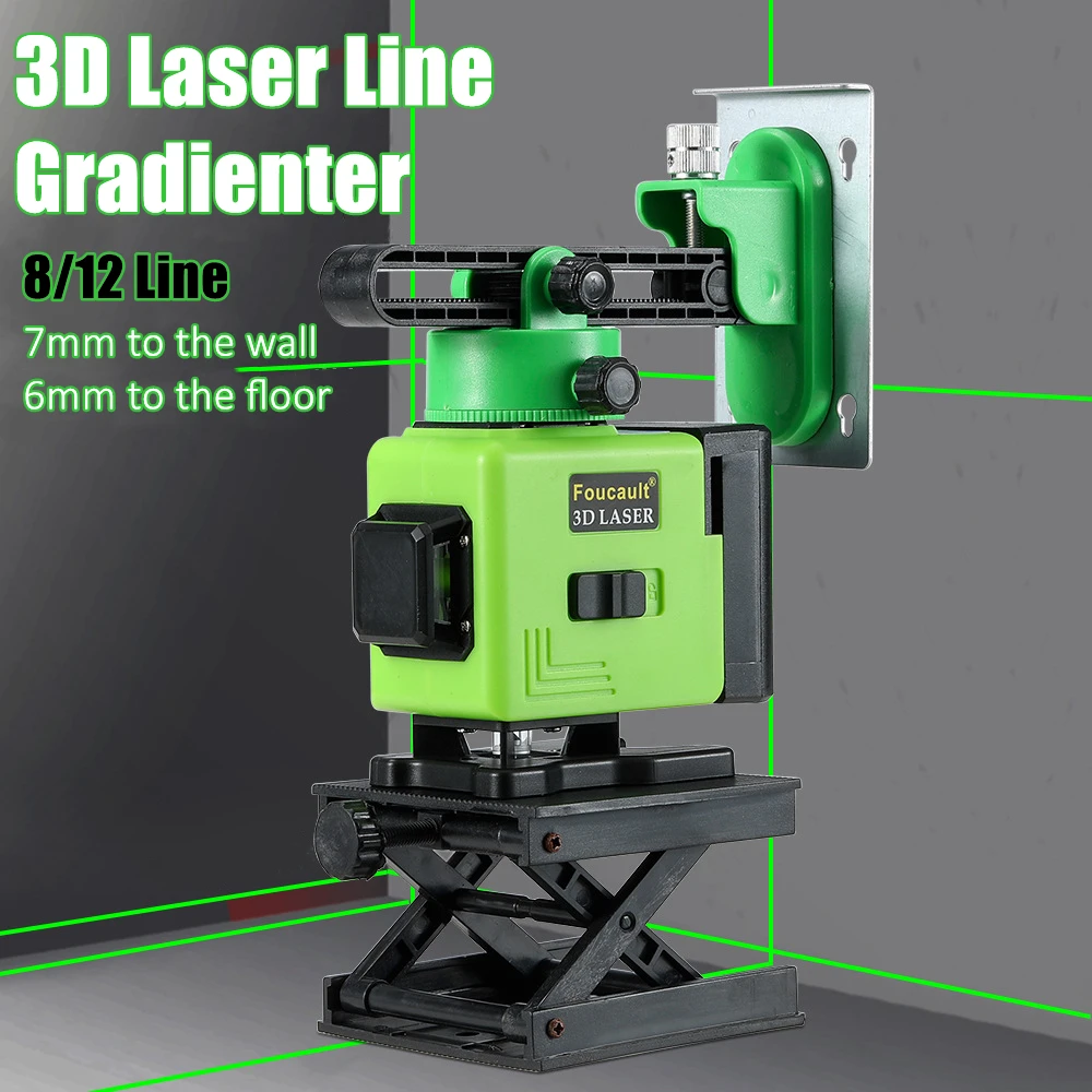 Precise 3D Laser Gradienter Self Leveling 360 Horizontal And Vertical Powerful Green Light 8 12 Lines Level for Room Decor Tool