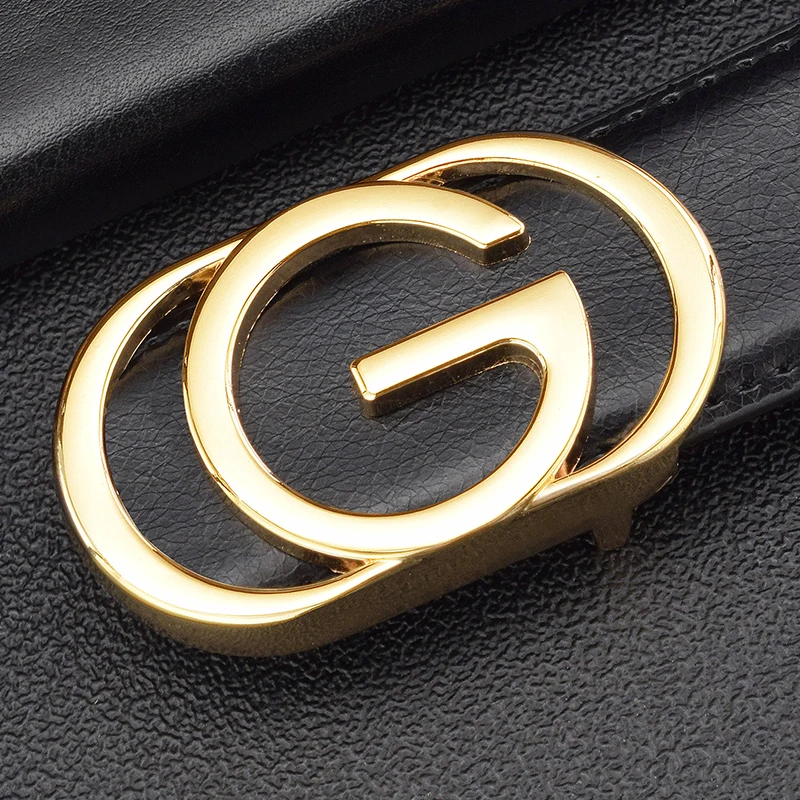G Letter Belt Men's Leather Smooth Buckle High Quality Fashion Luxury Waist Strap Designer Young Men Casual Pants Belts
