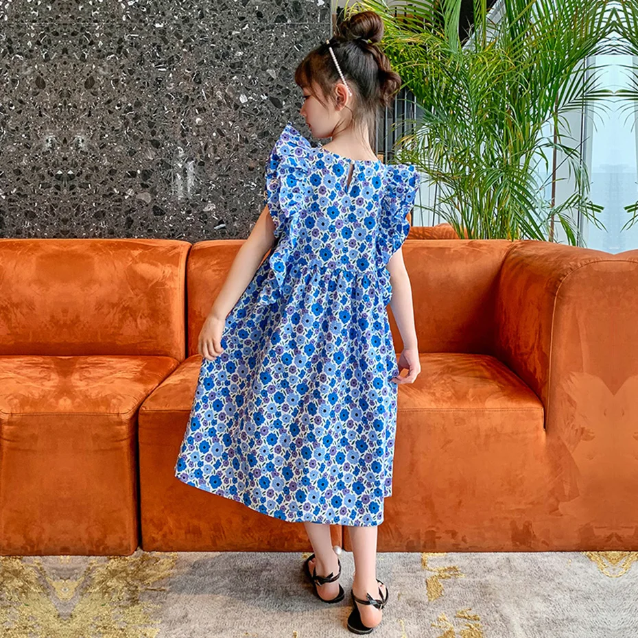 Летнее платье для девочек Повседневное с рукавом летучая мышь одежда