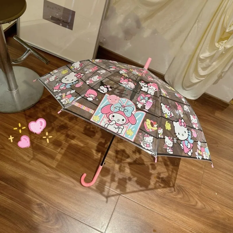 Фото Новый прозрачный зонт Sanrio Hangyodon 2026 года, автоматический, ветрозащитный, утолщенный, портативный, с Куроми и Синамороллом, для девочек-подростков, на каждый день, игрушка №4