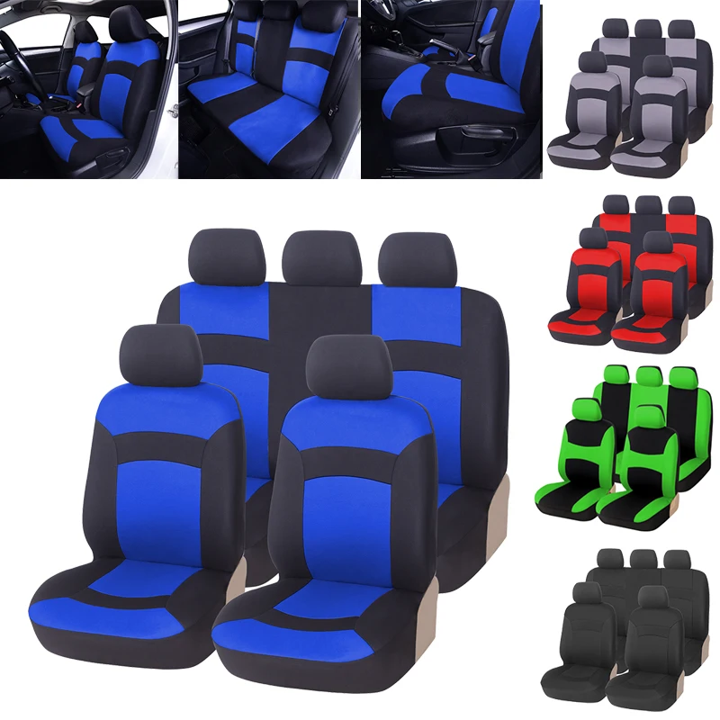 Flat Cloth Universal Fit Car Seat Covers Full Set With Airbag Compatible For Nissan almera For Honda For Camry For Ford Galaxy