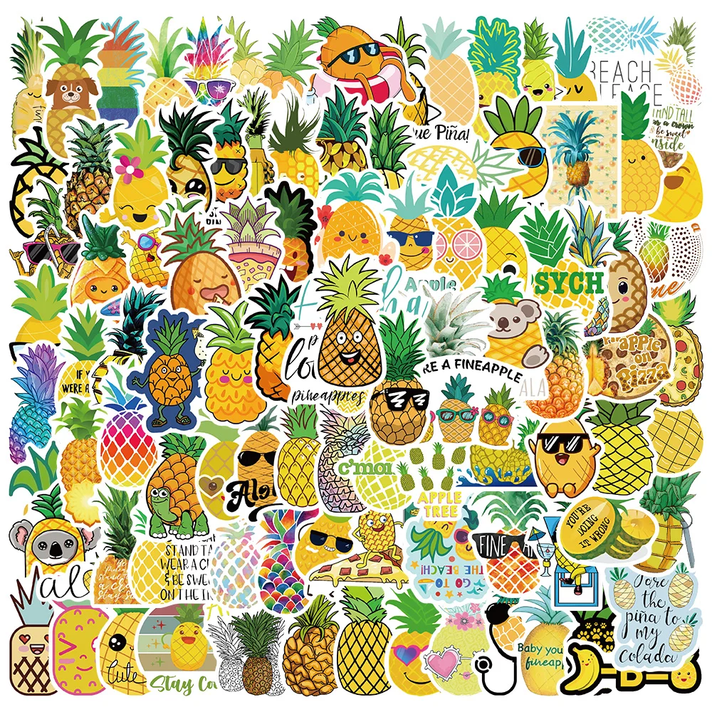 

10/50/100pcs Cute Cartoon Pineapple Stickers For Laptop Water Bottle Phone Waterproof Graffiti Bicycle Car Decals Kids Toy
