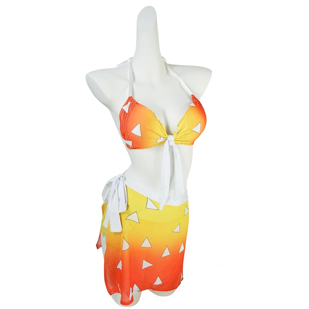 

Anime Demon Slayer Agatsuma Zenitsu Cosplay Costume Swimwear Bikini Swimsuit Outfits Halloween Carnival Suit