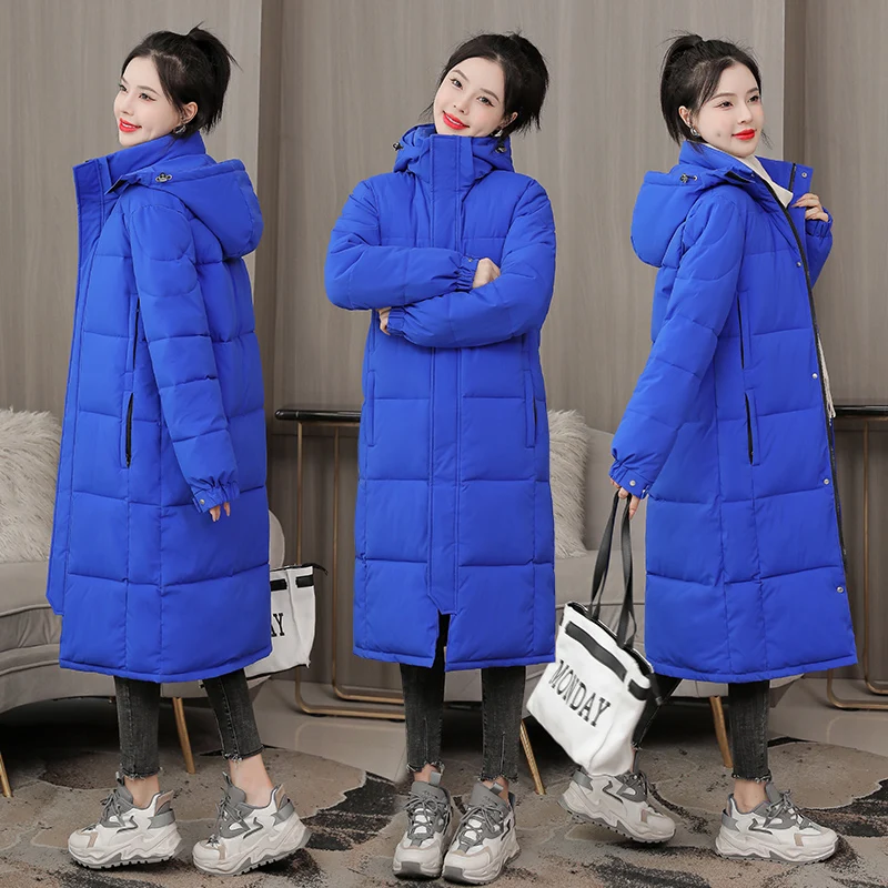 Long Down Jacket For Women 2022 Women's Hooded Thick Mid-length Loose All-match Couple Bread Jacket Winter Thick Padded Coat