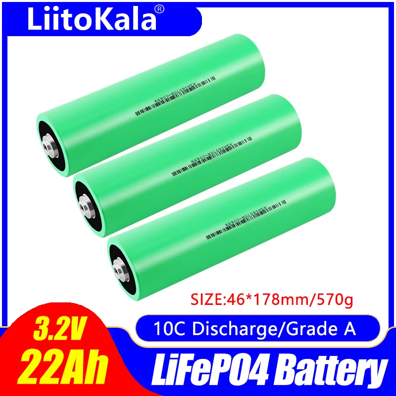 

Аккумуляторная батарея LiitoKala Lifepo4, 3 шт., 3,2 в, 22 Ач, 10C, высокая мощность 12 В, 24 В, 36 В, 48 В, 22 Ач