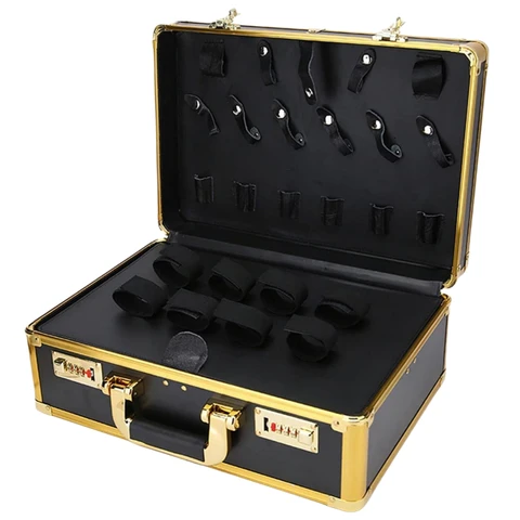 Парикмахер чемодан роскошный портативный Clippers приемный ящик Профессиональный двухъярусный парикмахерский набор золотой
