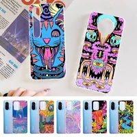 colourful psychedelic trippy art phone case for samsung s21 a10 for redmi note 7 9 for huawei p30pro honor 8x 10i cover