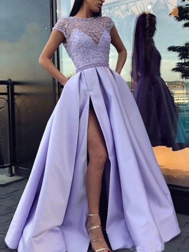 PLEINDl Elegant Evening Dresses O-Neck Short Sleeve Asymmetrical Chiffon Knee-Length 2022 New of Ruched Classic Prom Dress Women