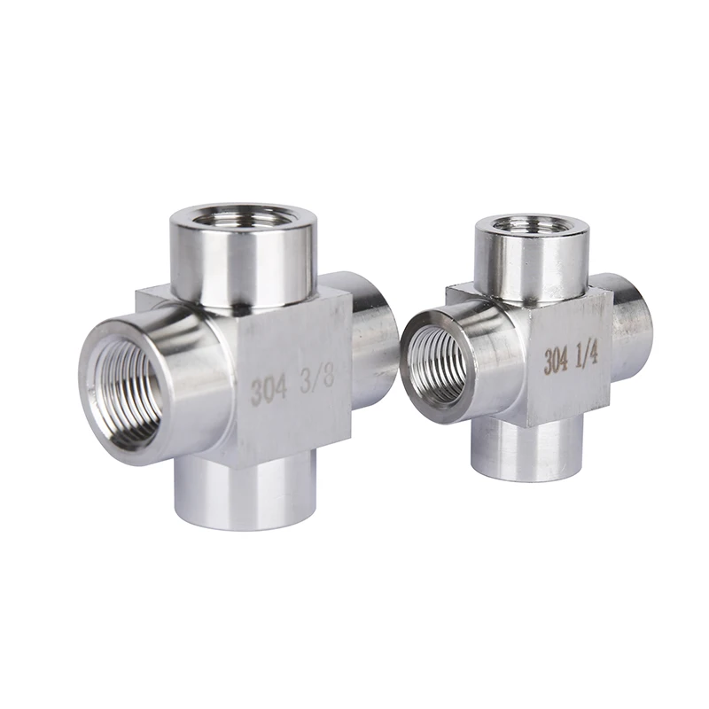 

1/8" 1/4" 3/8" 1/2" BSP 1/4" NPT M20 Female Cross 4 Way Splitter Block 304 Stainless Steel Pipe Fitting Connector Water Gas Fuel