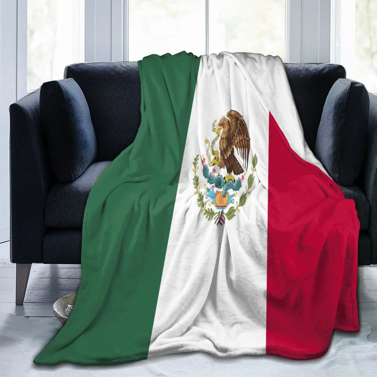 

A Soft Warm Fleece Blanket Mexico Flag Winter Sofa Plaid Throw 3 Size Light Thin Mechanical Wash Flannel Blankets
