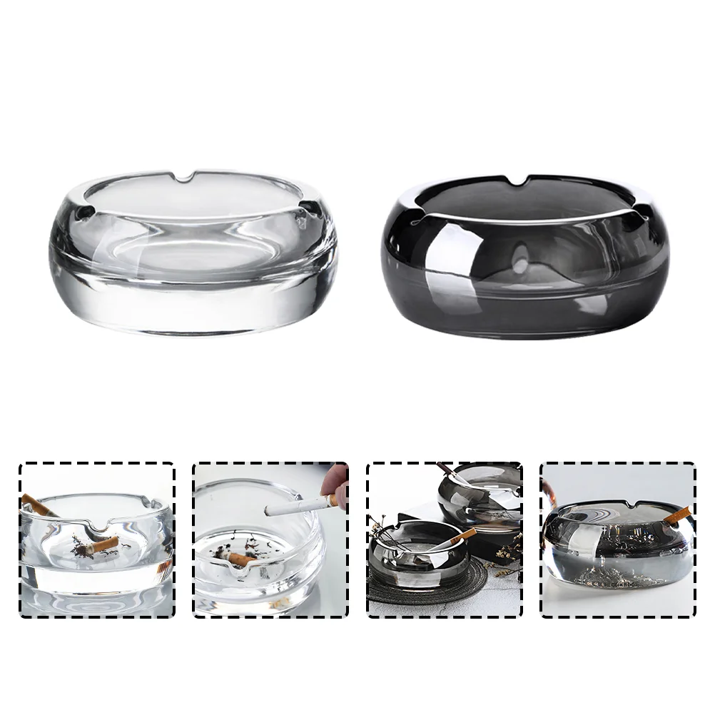 

2Pcs Simple Style Ashtrays Cigarette Butt Holders Glass Crafts Ashtray Holders