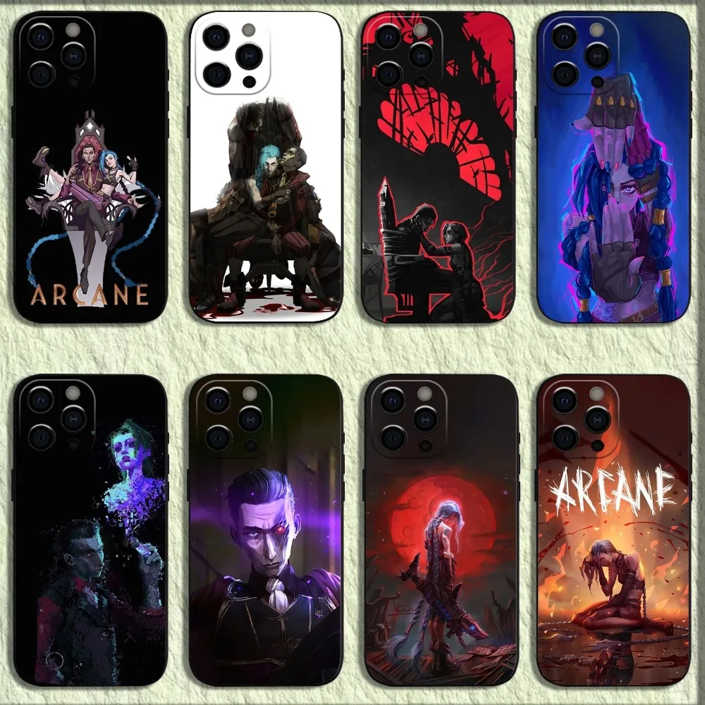 Чехол для телефона Arcane S-Silco J-Jinx iPhone 16 15 14 13 12 11 Pro X XS Max XR Plus Mini Soft Black Cover