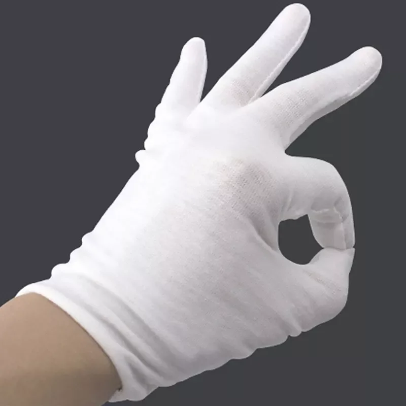 

1 Pair White New Full Finger Men Women Etiquette White Cotton Gloves Waiters/Drivers/Jewelry/Workers Mittens Sweat Gloves