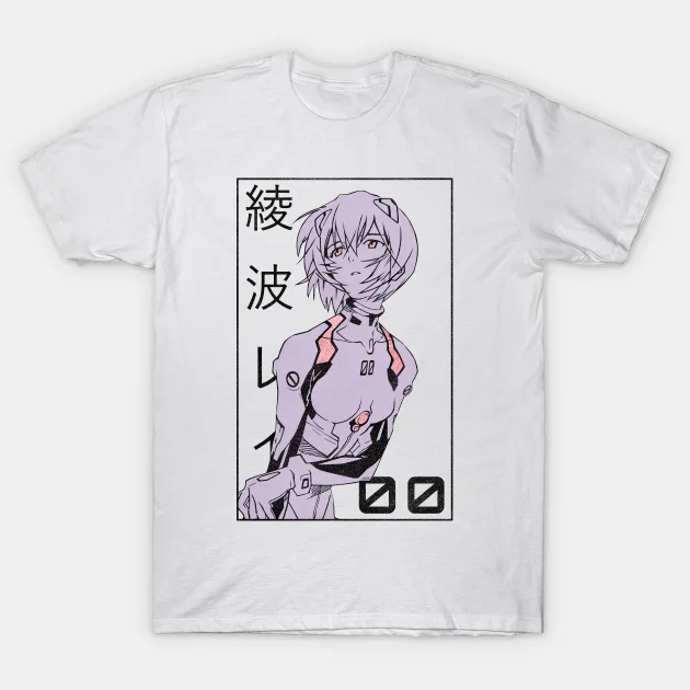 

2021 Men/Women's Summer White Street Fashion Hip Hop Rei Ayanami Manga V2 T-shirt Cotton Tees Short Sleeve Tops