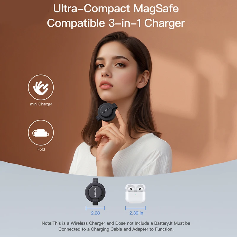 Фото Для IPhone 15 16 Pro Watch Airpods Anker UFO 3 в 1 Беспроводное зарядное устройство MagSafe MagGo Зарядная станция Qi2 15 Вт Складная зарядная панель №2
