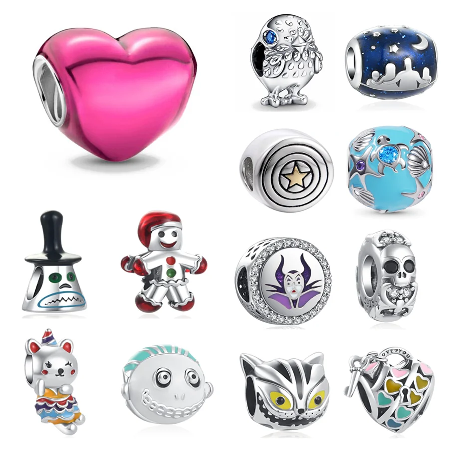 Бусины-подвески металлические розовые в форме сердца для браслета |