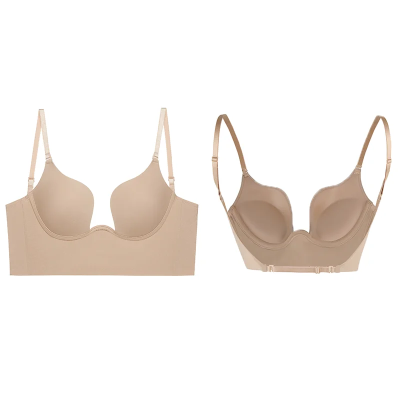Women Sexy Push Up Bra Shaper Deep U Neck Lingerie Party Wedding Backless Plunge Faja MISS MOLY Chest Support Seamless Underwear