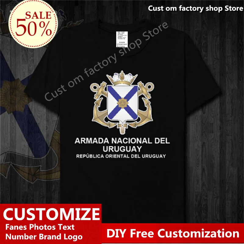 

Uruguay Navy T shirt Custom Jersey Fans DIY Name Number LOGO High Street Fashion Hip Hop Loose Casual T-shirt