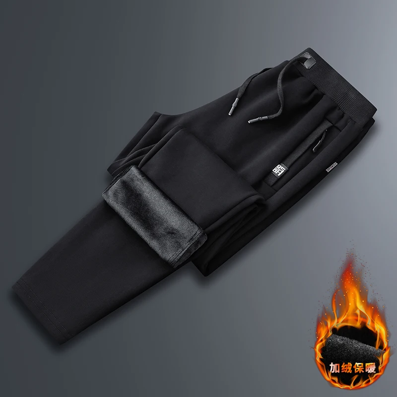 

L-8XL cotton super soft velvet sports trousers men's winter plus velvet thickened straight casual sweatpants slim tide