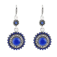court retro luxury full stonewater drop female earrings sweet blue classic8 earrings long earrings crystal earrings