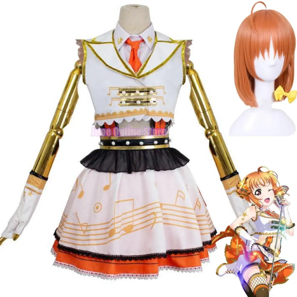 

Anime Lovelive Aqours WATER BLUE NEW WORLD Takami Chika Cosplay Costume Wig Skirt Uniform Lolita Woman Sexy Kawaii Carnival Suit