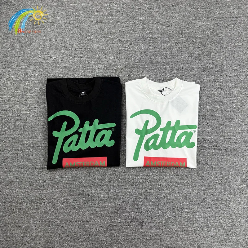 Фото 26SS Patta AMSTERDAM Limit Футболка Мужчины Женщины Черно-Белая Высококачественная хлопковая футболка Уличная футболка с коротким рукавом и биркой №1