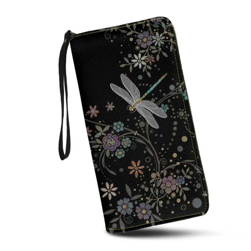 Belidome Women Dragonfly Wallet RFID Blocking PU Leather Multi Credit Card Large Capacity Zip Around Clutch Travel PurseWristlet