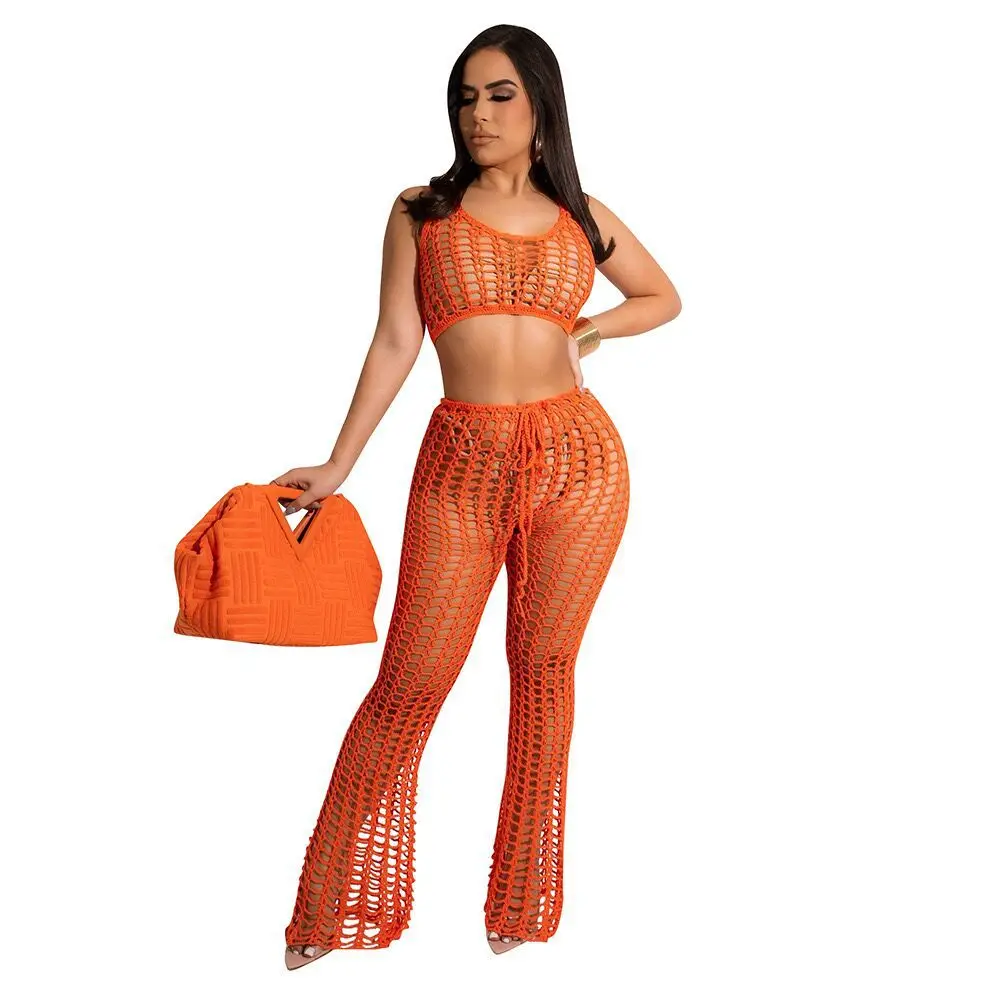 Prowow Sexy Women Pant Set Hollow Out Knitted Crochet Summer Two Piece Chest Wrap Suits 2023 New Fashion Beachwear Outfits 3 Prowow Sexy Women Pant Set Hollow Out Knitted Crochet Summer Two Piece Chest Wrap Suits 2023 New Fashion Beachwear Outfits 3
