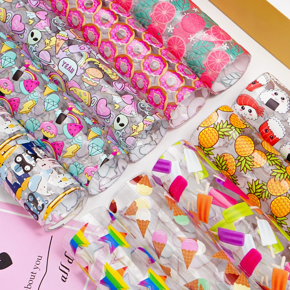 Прозрачные блестящие виниловые листы из синтетической кожи, 0,3 мм, J1115