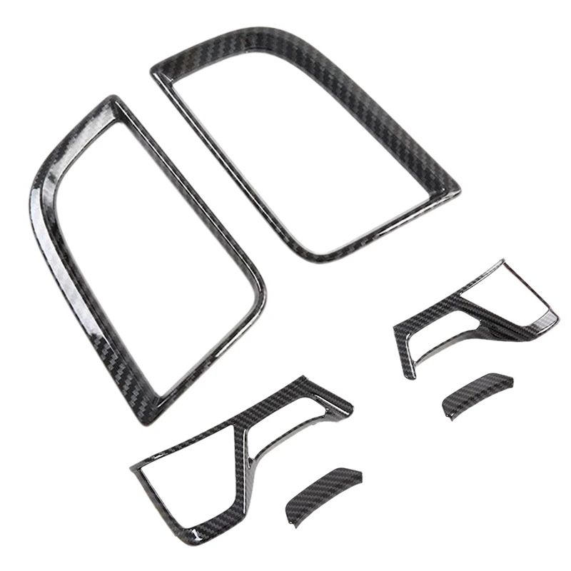 

6 Pcs for Mitsubishi Pajero Sport 2020 Car Accessories, 2 Pcs 2 Air Outlet Frames & 4 Pcs Steering Wheel Cover