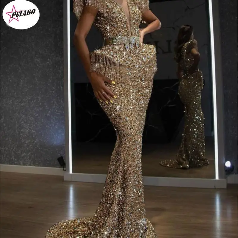 

Женское весенне-осеннее платье, сексуальное платье с блестками и кисточками, облегающее длинное платье без рукавов с круглым вырезом для банкета и ужина, женское платье
