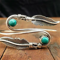 traditional retro silver color feather inlaid ladies niche hand circle personalized party commemorative jewelry gift