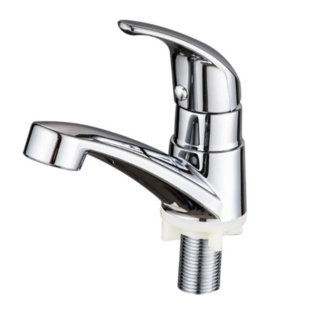 

1pc Chrome Single Handle Zinc Alloy Faucet Single Hole Basin Tap Sink Water Tap Replacement Bathroom Supplies Kitchen Supplies