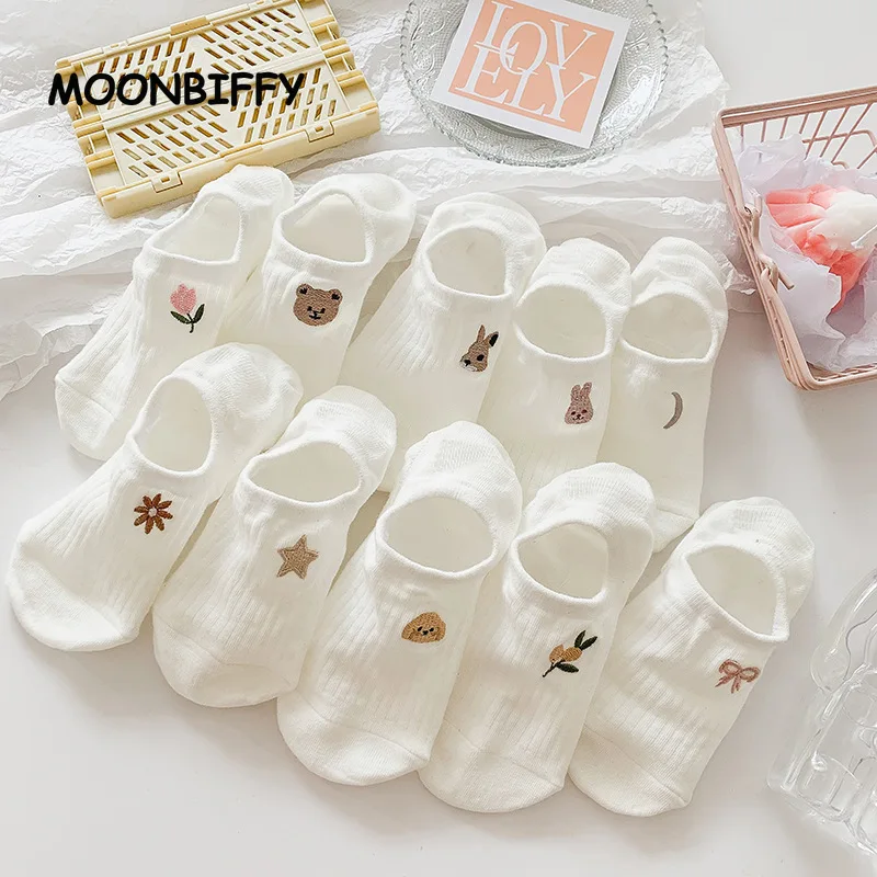 

Летние тонкие женские носки с вышивкой в японском стиле