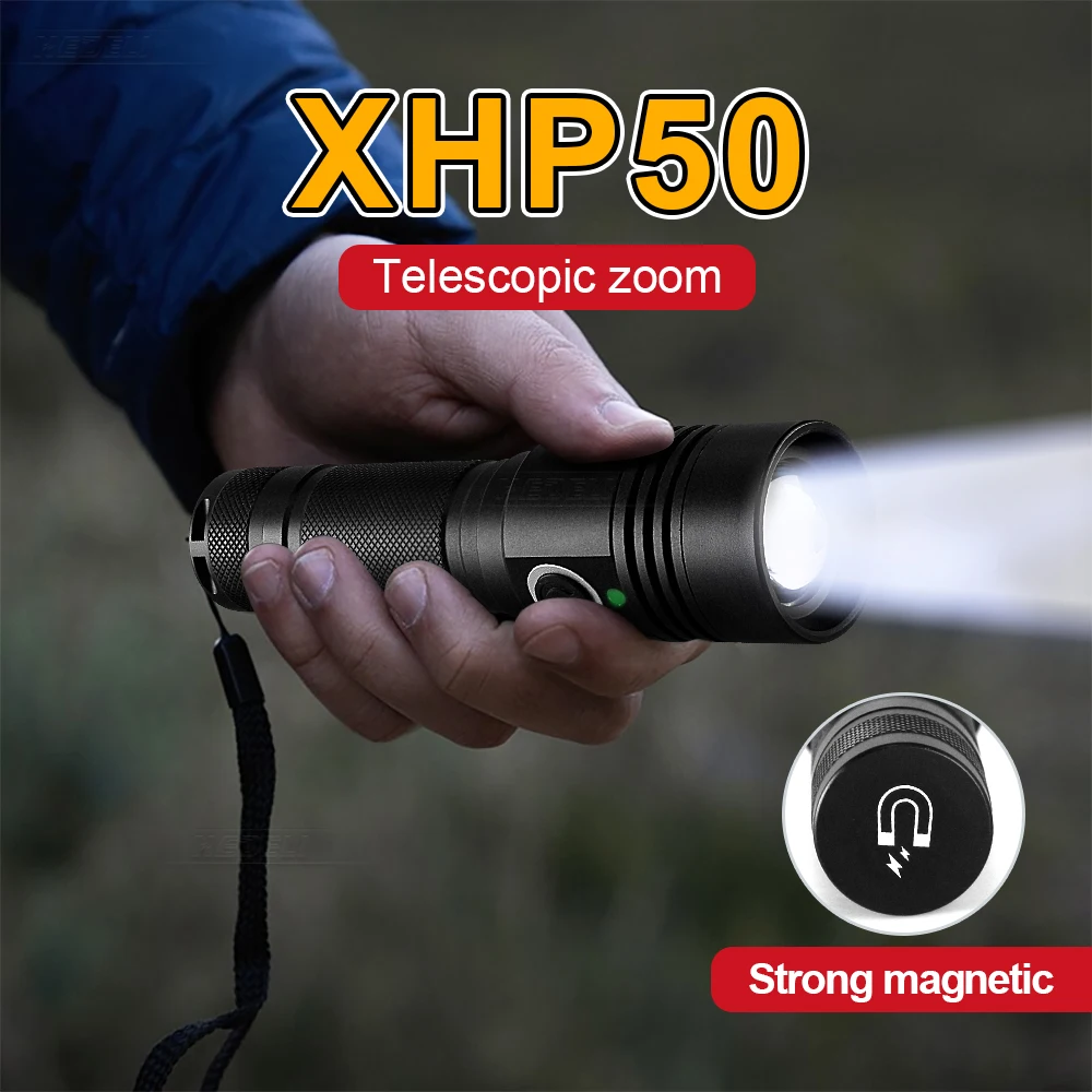 

Paweinuo High Power Led Flashlights Outdoor Camp Torch 18650 Usb Rechargeable Lamp 4Modes Zoomable Tactical Flash Light