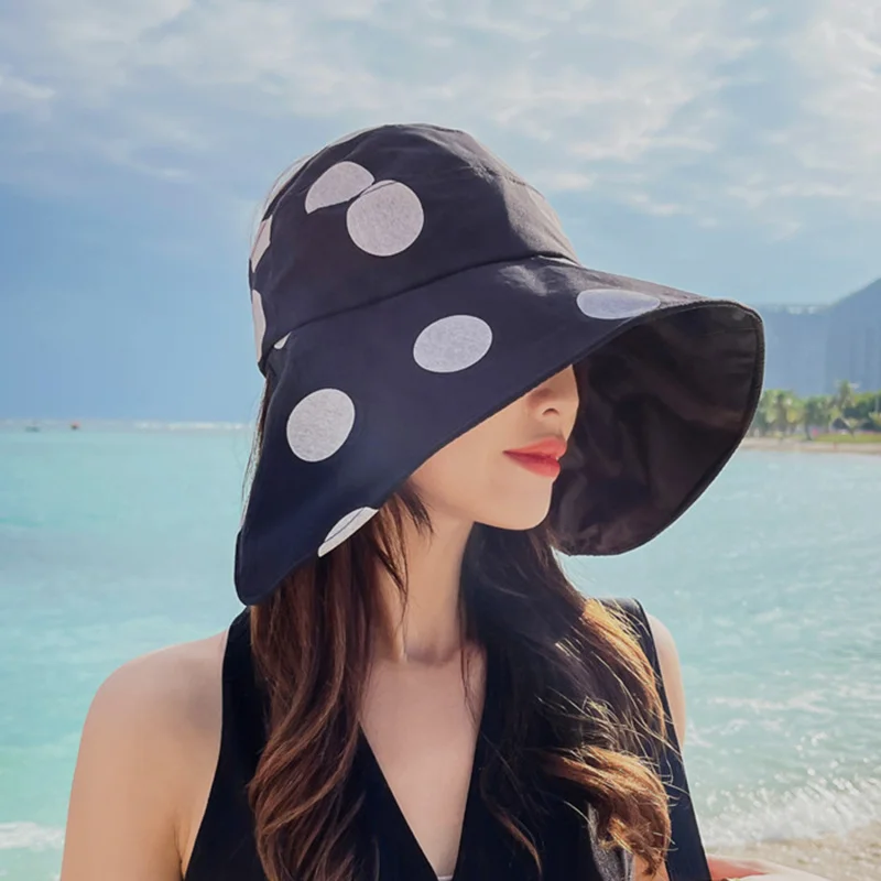 

Women Summer Large Wide Brim Adjustable Visor Beach Hats Foldable Anti-UV Women Sun Hat Outdoor Travel Panama Female Cap Bonnet