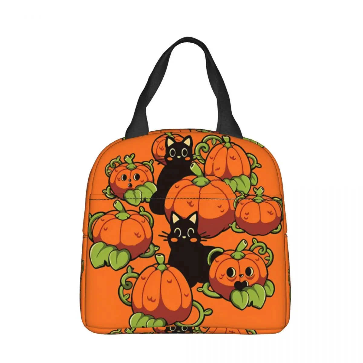 

Cats And Pumpkins Portable Lunch Bag Catzilla Monsters Kitten Ice Cooler Pack Insulation Picnic Food Storage Bags